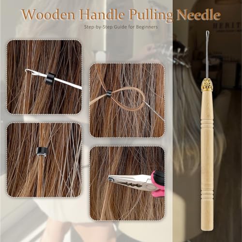 JIAMEISI Hair Extension Tool Kit, 500 Micro Rings 5 Clips - color: 5 Colors