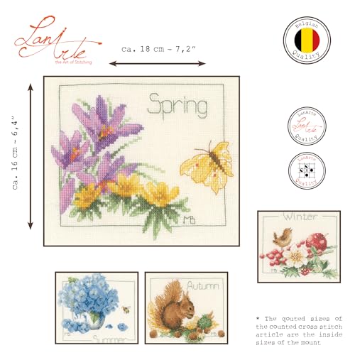 Lanarte Counted Cross Stitch Kit: 4 Seasons: Set of 4, NA, 18 x 16cm - style: Four Seasons