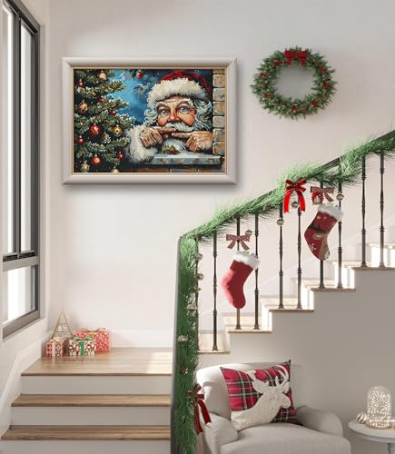 Leczany Cross Stitch Patterns Stamped Kit for Beginners | Embroidery Supplies DIY Craft Kit Needlepoint for Adults Starter | 11CT, 3 Strands | Beautiful Santa Claus 22.8x15.9 inches - color: 11CT Stamped kits, Beautiful Santa Claus 22.8x15.9 inches
