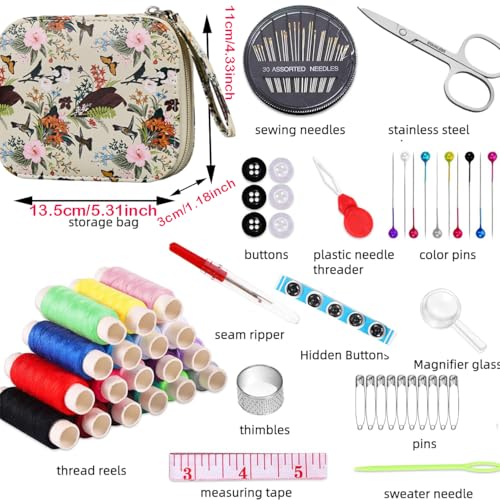 Travel Basic Hand Sewing Kit for Adults with Sewing Thread - color: Butterflies