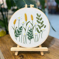 Meecaa Wheat Flower Grass Embroidery Kit Starter Set, Hand Embroidery Set,Pattern Printed Cross Stitch Set for Beginner Adults, with Embroidery Hoop and Instructions (Wheat) - color: Wheat