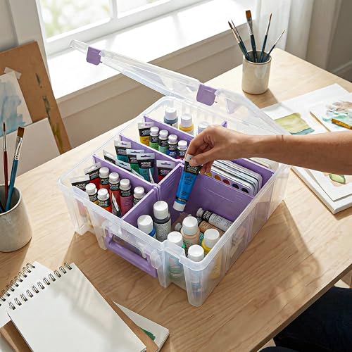 ArtBin Super Satchel Double Deep, 8-Compartment Craft Box, Purple