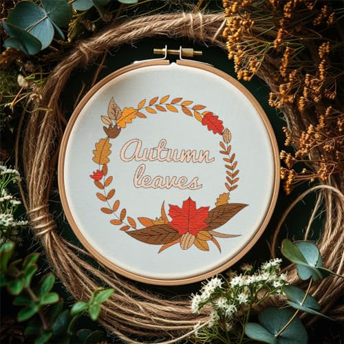 Peacoblue Pinecones & Leaves Stick and Stitch Embroidery Patterns - color: Pinecones & Leaves
