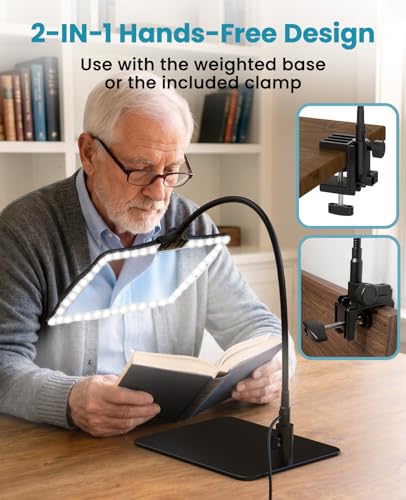 5X Full Page Magnifying Glass with Light and Stand for Reading