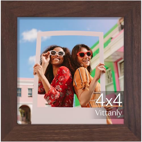 Vittanly 4x4 Picture Frame for Wall or Tabletop, Brown - color: Brown, size: 4x4