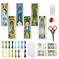FREEBLOSS 6 Set Cross Stitch Bookmark Kits for Beginner Castle Night View Stamped Cross Stitch Kit DIY Embroidery Bookmark Kit with Instructions 8" x 2.4" - style: Arch