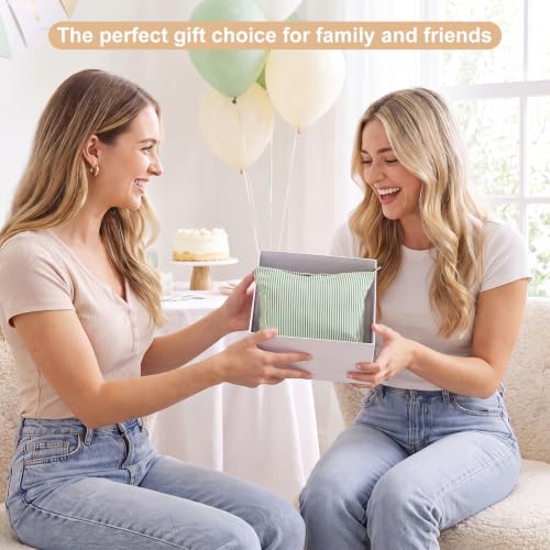 Sanwuta 4 Pcs Seersucker Pouch Striped Makeup Bag Set, Light Green - color: Light Green