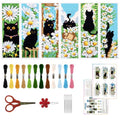 ORIGACH 6 Set Cat & Daisy Cross Stitch Bookmark Kit for Beginner - style: Cat and Daisy