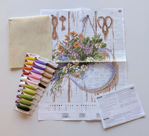 RIOLIS 2020 Summer Tea Counted Cross Stitch Kit 9.5 x 11.75 in - style: Rustic