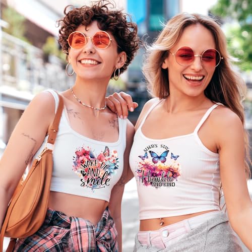 Wxiben Butterfly Iron on Transfers for T-Shirts - 20Pcs Butterfly Inspirational Dtf Transfers Ready to Press Heat Transfer Vinyl Stickers Flying Animal Floral Iron on Decals for Clothes Bag DIY Crafts - style: Butterfly Inspirational