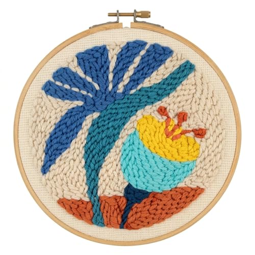 Meoe&heome Punch Needle Kit for Beginners, DIY Embroidery Set with 20+ Patterns(Blue Bloom) - color: Blue Bloom