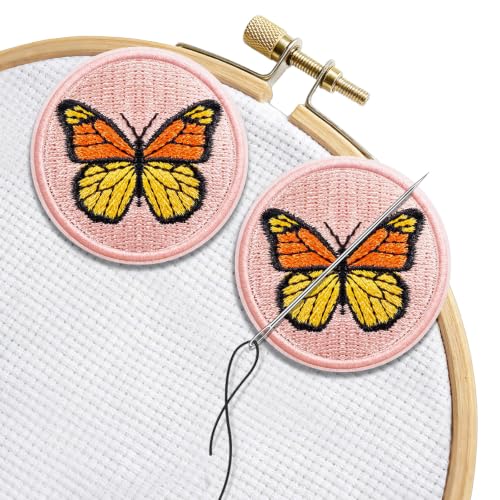 DELLAN 2-Pack Embroidered Patch Magnetic Needle Minder, Butterfly - color: Butterfly&Butterfly