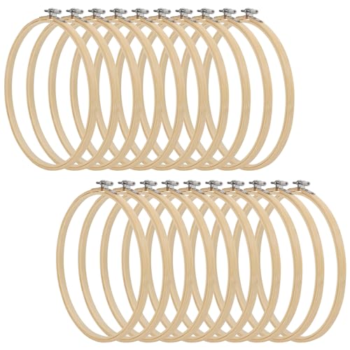 SENJEOK 20 PCS 8 Inch Bamboo Embroidery Hoop, 20cm Cross Stitch Circle Ring for Craft Sewing, DIY Project, Decoration