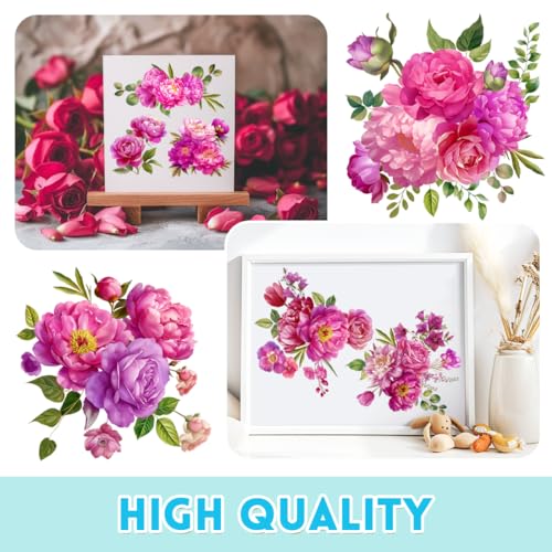 3 Sheets Vintage Rub on Transfers for Crafts and Furniture,Rose Pink Floral,Cold IOD Transfers Stickers,Rub on Transfer Furniture Decals Sticker for Wood Glass Desk DIY Home Decor 11.8x5.9'' - style: Style 8- Watercolor Painting with Flowers Patterns