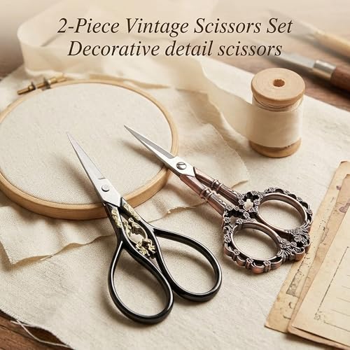 BIHRTC Vintage Plum Blossom Clouds Sewing Scissors for Embroidery, Sewing