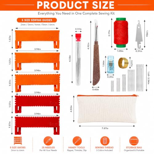 44Pcs Clip-On Sewing Ruler Seam Guide & Needle Kit
