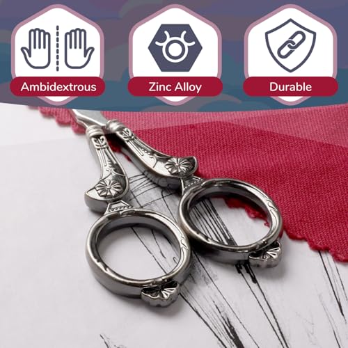 JubileeYarn Flourish Embroidery Scissors - Gunmetal - 1 Scissor - color: Flourish - Gunmetal, size: 1 Scissor