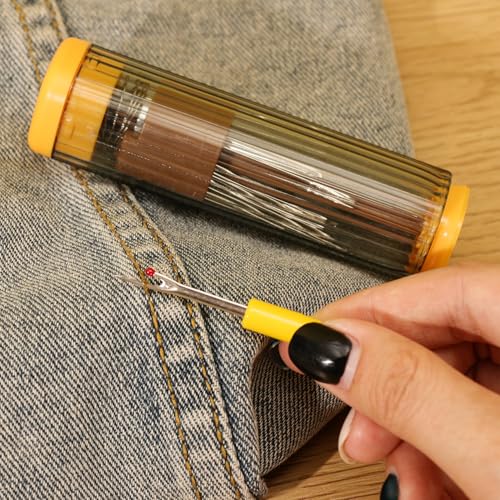 1 Set Pop-up Magnetic Sewing Needle Storage Boxes Portable Embroidery Needle Case DIY Handicrafts Sewing Tool Accessories (Gray) - color: Gray