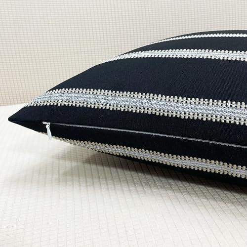 Slow Cow Square Throw Pillow Cover Stripe 18 x 18 Inches Black Off White - color: Stripe-black, size: 18" x 18" (Pack of 1)