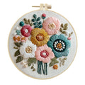 Embroidery Kit for Beginners & Adults Starter Kit, Cross Stitch Kits,DIY Hand Embroidery Needlepoint Set with Hoop, Pre-Printed Fabric, Threads and Instructions (Flower-2) - color: Flower-2