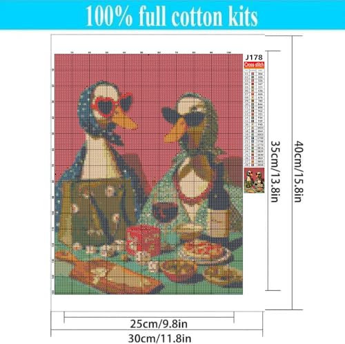 WUSARPLY Party Duck Stamped Cross Stitch Kits for Beginners Adults - color: J178