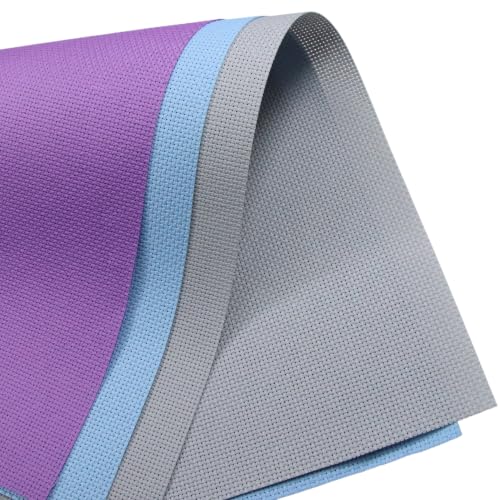 KCS 3 pc of 15" x 18"(38cmx45cm) 14 Count Cross Stitch Cotton Aida Cloth Needlework Rolled Fabric Box,14CT,Light Grey+Light Blue+Lavender - color: Light Grey+light Blue+lavender, size: 14CT