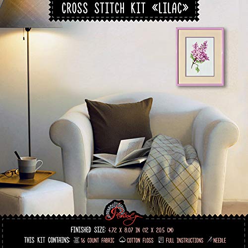 Povitrulya Counted Cross Stitch Kit for Adults “Lilac” | Hand Embroidery Kits - Mother's Day Gift for Mom or Grandma - color: Lilac