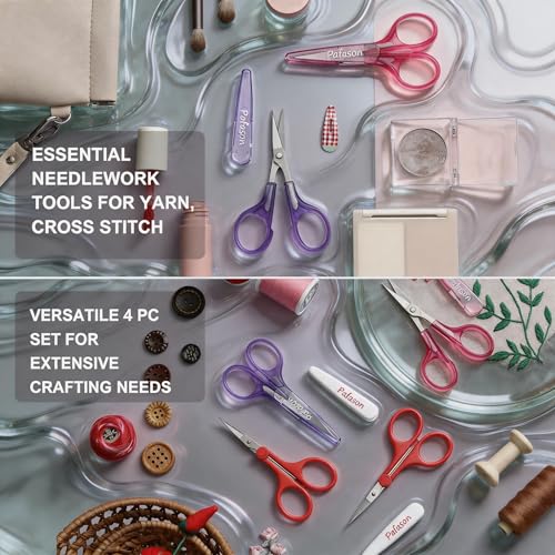 PAFASON Small Travel Sewing Craft Scissors Set Straight Precision Fine Tip - style: Classic