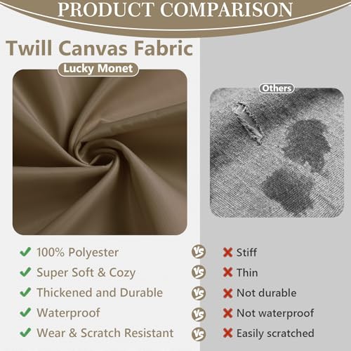 Thick Twill Fabric by The Yard, 58" W 0.75mm Polyester Twill Woven Lining Fabric Soft Excellent Luster Upholstery Fabric for Bags, Cushion, Chair, DIY Projects, 2 Yards Khaki - color: Khaki, size: Pre Cut - 2 Yards