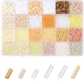 7500Pcs White Glass Seed & Tube Bugle Beads Kit for Embroidery and Craft - color: B-White