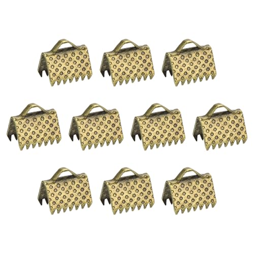 uxcell 280Pcs Ribbon Crimp Clamp Ends, 8mm Bookmark Pinch Crimp Ends, Cord Ends Fasteners Clasp Crimp Ends for DIY Bracelet Necklace Jewelry Making, Bronze Tone - color: Bronze Tone, size: 8mm