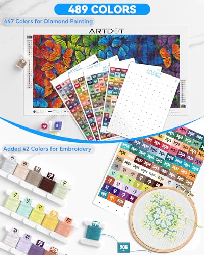 ARTDOT 2 Set Label Stickers for Diamond Art Storage Kits for Adults, 489 Colors Stickers Matched with Actual Embroidery Floss as Diamond Painting Accessories and Cross Stitch Supplies - size: Large