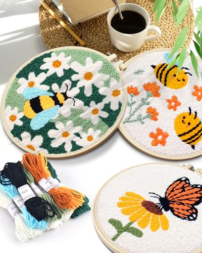 TINDTOP Punch Needle Kits, Flowers Punch Embroidery Kits for Adults - color: FLowers
