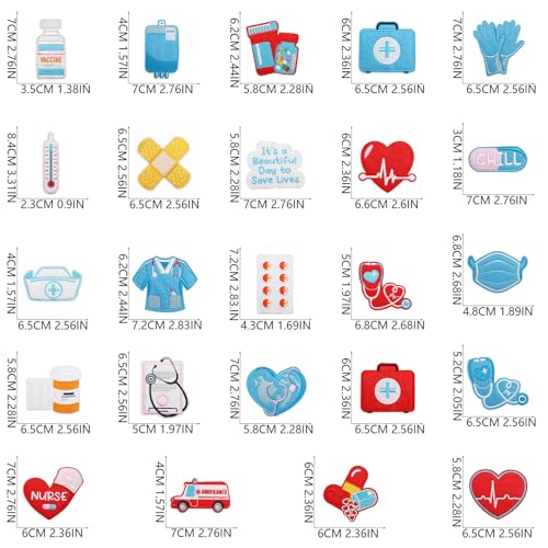 25pcs Nurse Iron on Patches, Medical Nursing Sew on Patches DIY Crafts - color: Nurse's Day, 25pcs