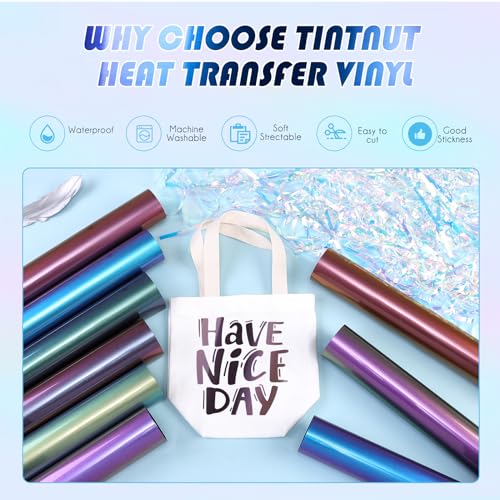 Tintnut Chameleon Heat Transfer Vinyl,9 Sheets 12×10in Iron on Vinyl ﻿ - color: Blue