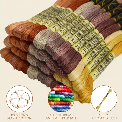 14 Skeins Rainbow Color Embroidery Floss- Cross Stitch Threads - Friendship Bracelets Floss - Crafts Floss, Light Desert Sand Gradient - color: Lt Desert Sand Gradient
