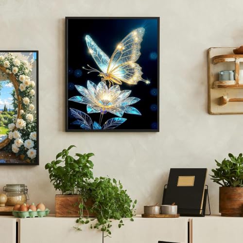 Light and Butterfly Stamped Cross Stitch Kits for Adults, 11CT Needlepoint Counted Cross Stitch Kits for Beginner, Printed Dimensions Embroidery Kit Art Craft for Home Wall Decor 12x16 Inch - color: SZXY004-US