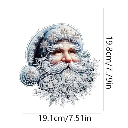 Santa Claus Diamond Art Hanging Kit for Adults, DIY Diamonds Painting Door Hanger Board Kit, Special Acrylic Diamond Art Painting Pendant Ornament - color: Santa Claus