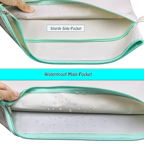 A4 Mesh Zipper Pouch, Waterproof File Bag with Handle,Foldable Document Organizer for School, Office, Travel - Durable Folder with Puzzle Project/Cross Stitch (2)