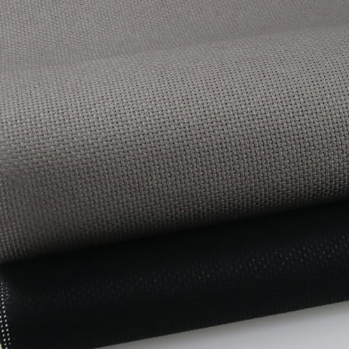 KCS 2 pc of 15" x 18"(38cmx45cm) Counted Cross Stitch Cotton Aida Cloth Needlework Fabric Box (Dark Grey+Black,18CT) - color: Dark Grey+black, size: 18CT