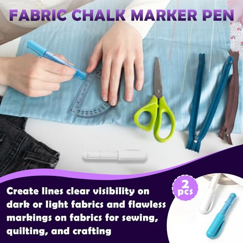 2PCS Sewing Chalk for Fabric, Wipeable and Washable Fabric Chalk for Sewing, Tailors Chalk for Fabric Etailed Marking on Fabrics, Cottons, Leathers - Blue, White - color: White & Blue