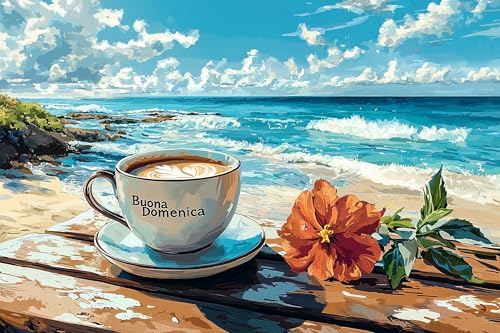 Moohue 14ct Counted Stamped Cross Stitch Kits for Adults Beach Coffee Flowers Printed Cross Stitch Patterns Art Crafts Cross Stitch Supplies (Beach Coffee) - color: Beach Coffee