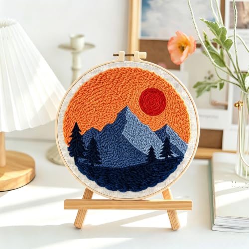 Punch Needle Kit Beginners Sunset Landscape Embroidery Kit DIY Craft Lovers - color: Sunset