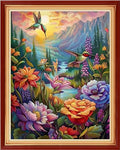 Dimensean Stamped Cross Stitch Kits Full Range of Embroidery Patterns Starter Kits for Beginners Adult DIY Cross Stitches Needlepoint Kits 11CT-Hummingbird Scenery 16x20 inch - color: Arts kits 10