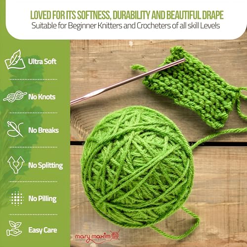 Mary Maxim Starlette Yarn, Soft Acrylic Yarn, 3.5 OZ 180 Yards, Apple Green - color: Apple Green