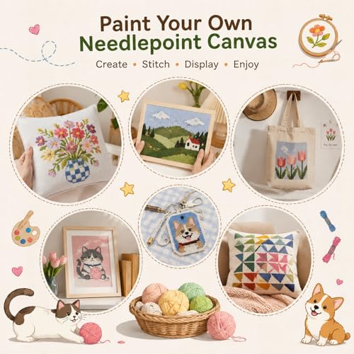 18 Mesh Needlepoint Canvas 100% Cotton,18 x 20 Inch White