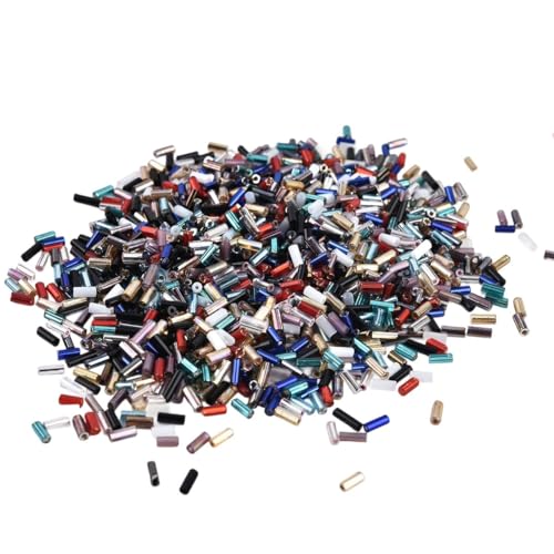 1900pcs 2x5mm Multicolor Sparkle Glass Bugle Beads Tube Seed Beads for Earring Bracelet Necklace Jewelry DIY Craft Making - color: Multicolor 2x5mm
