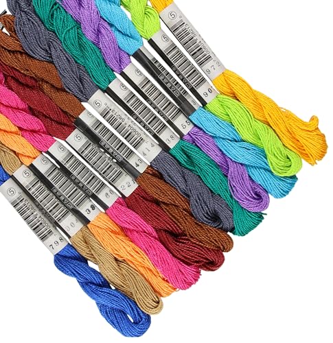 KCS 328 Yards(300 Meters) Mercerized Pearl Cotton Crochet Needlepoint Thread,Size 5, 12 skeins,Mixed Color 16 - color: 12color16, size: 12 skeins