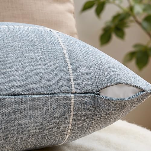 2 Packs Grid Embroidery Throw Pillow Covers 24x24in Blue - color: Blue, size: 24" x 24" (Pack of 2)