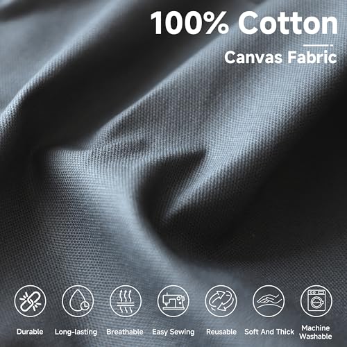 Simple&Opulence 100% Cotton Canvas Fabric 10oz. 59 Inch by the Yard, Nature Duck Fabric Textile Medium Weight for Painting, Sewing, Crafts, Embroidery, Bag, Handmade Home Decor(1 Yard, Black) - color: Black, size: 1 Yard